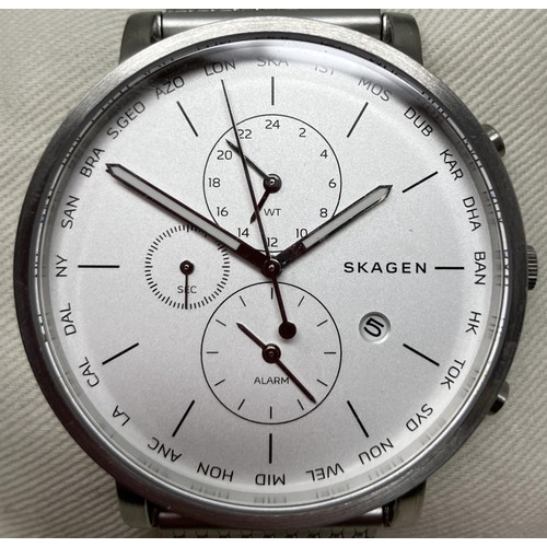 44 - A gentleman's stainless steel Skagen Hagen SKW6301 wristwatch, boxed with instructions and warranty ... 