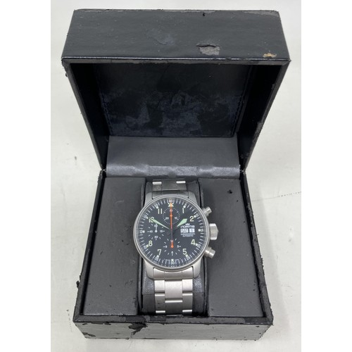 46 - A gentleman's stainless steel Fortis Chronograph Automatic wristwatch, boxed, with spare links