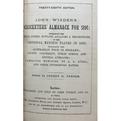 501 - A Wisden Cricketers' Almanack, 1891Provenance:  From the Harry Brewer Cricket Memorabilia Collection... 