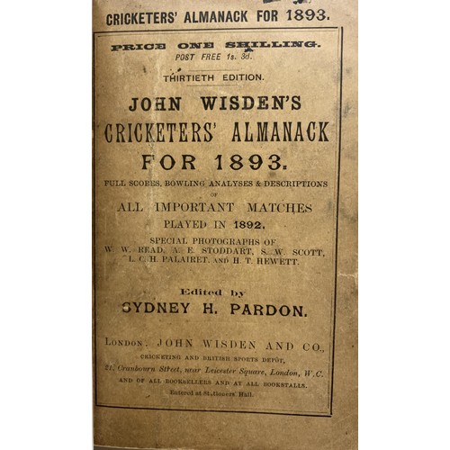 503 - A Wisden Cricketers' Almanack, 1893Provenance:  From the Harry Brewer Cricket Memorabilia Collection... 