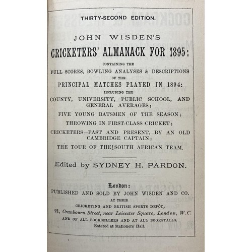 505 - A Wisden Cricketers' Almanack, 1895Provenance:  From the Harry Brewer Cricket Memorabilia Collection... 