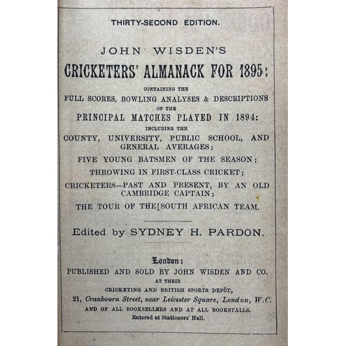 505 - A Wisden Cricketers' Almanack, 1895Provenance:  From the Harry Brewer Cricket Memorabilia Collection... 