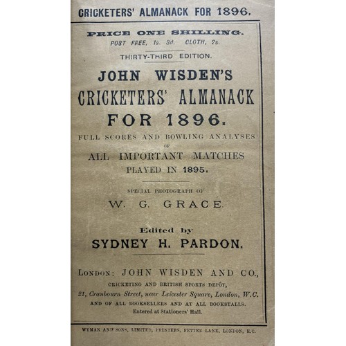 506 - A Wisden Cricketers' Almanack, 1896Provenance:  From the Harry Brewer Cricket Memorabilia Collection... 