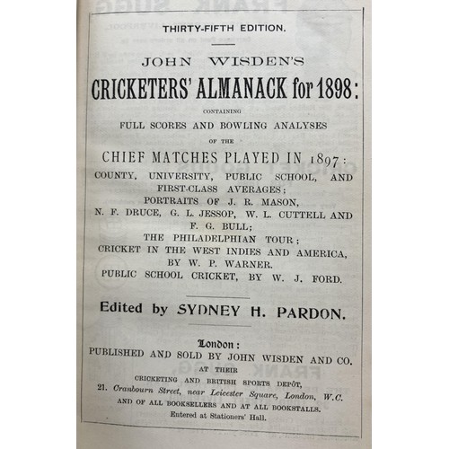 508 - A Wisden Cricketers' Almanack, 1898Provenance:  From the Harry Brewer Cricket Memorabilia Collection... 