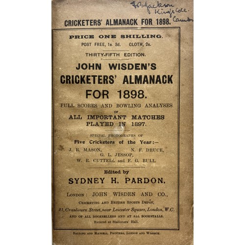 508 - A Wisden Cricketers' Almanack, 1898Provenance:  From the Harry Brewer Cricket Memorabilia Collection... 