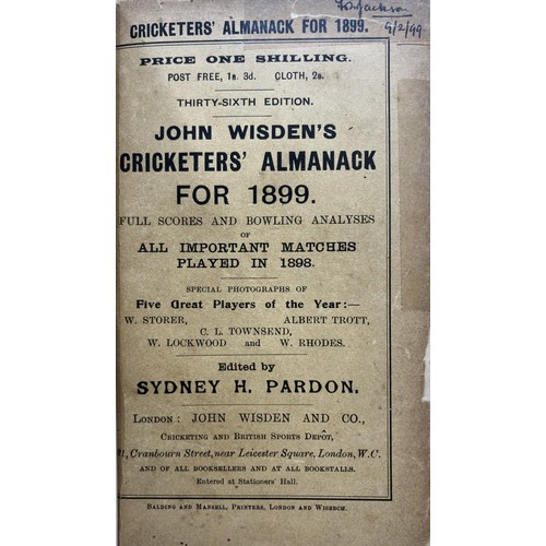 509 - A Wisden Cricketers' Almanack, 1899Provenance:  From the Harry Brewer Cricket Memorabilia Collection... 