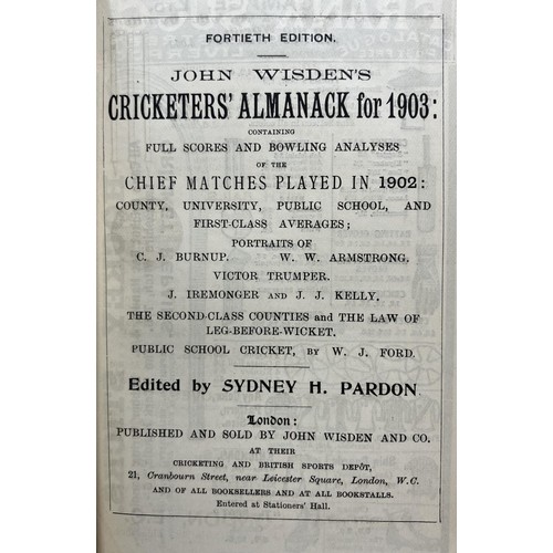 513 - A Wisden Cricketers' Almanack, 1903Provenance:  From the Harry Brewer Cricket Memorabilia Collection... 