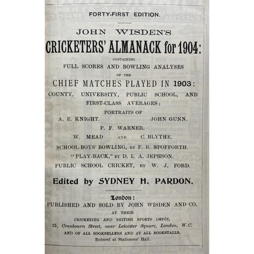 514 - A Wisden Cricketers' Almanack, 1904Provenance:  From the Harry Brewer Cricket Memorabilia Collection... 