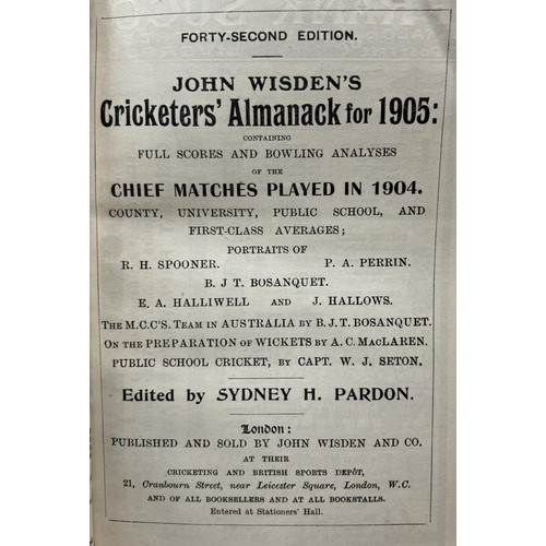 515 - A Wisden Cricketers' Almanack, 1905Provenance:  From the Harry Brewer Cricket Memorabilia Collection... 