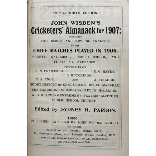 517 - A Wisden Cricketers' Almanack, 1907Provenance:  From the Harry Brewer Cricket Memorabilia Collection... 