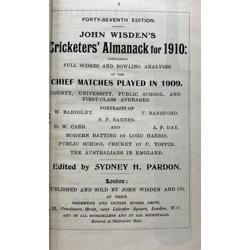 520 - A Wisden Cricketers' Almanack, 1910Provenance:  From the Harry Brewer Cricket Memorabilia Collection... 