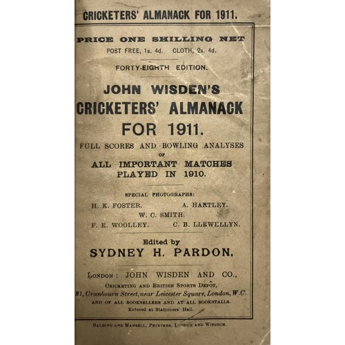 521 - A Wisden Cricketers' Almanack, 1911Provenance:  From the Harry Brewer Cricket Memorabilia Collection... 