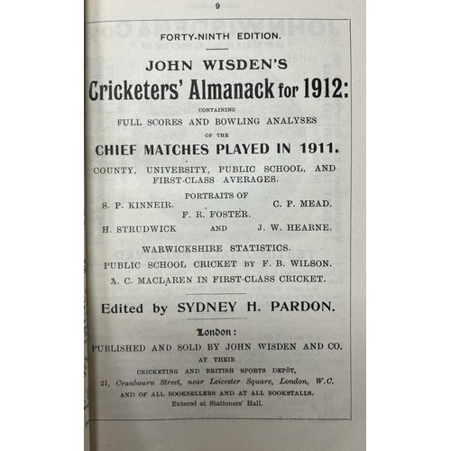 522 - A Wisden Cricketers' Almanack, 1912Provenance:  From the Harry Brewer Cricket Memorabilia Collection... 