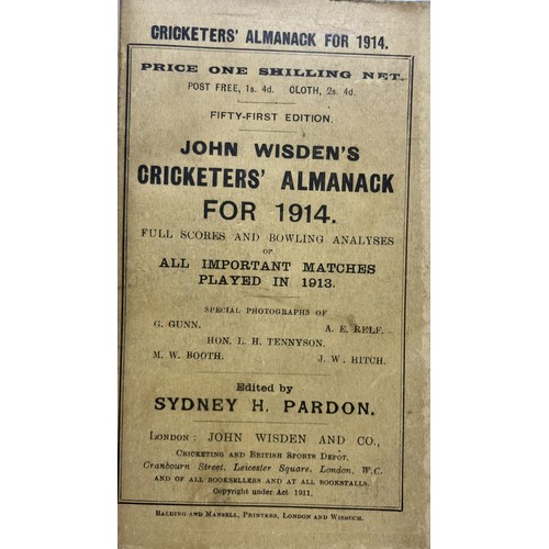 524 - A Wisden Cricketers' Almanack, 1914Provenance:  From the Harry Brewer Cricket Memorabilia Collection... 