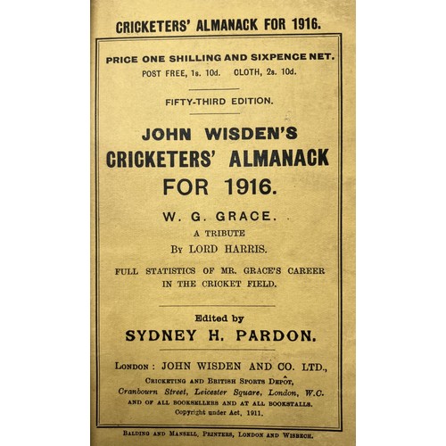 526 - A Wisden Cricketers' Almanack, 1916Provenance:  From the Harry Brewer Cricket Memorabilia Collection... 