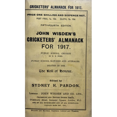 527 - A Wisden Cricketers' Almanack, 1917Provenance:  From the Harry Brewer Cricket Memorabilia Collection... 