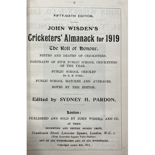 529 - A Wisden Cricketers' Almanack, 1919Provenance:  From the Harry Brewer Cricket Memorabilia Collection... 