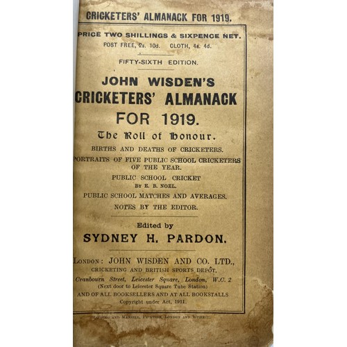 529 - A Wisden Cricketers' Almanack, 1919Provenance:  From the Harry Brewer Cricket Memorabilia Collection... 