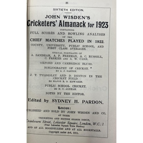 533 - A Wisden Cricketers' Almanack, 1923Provenance:  From the Harry Brewer Cricket Memorabilia Collection... 