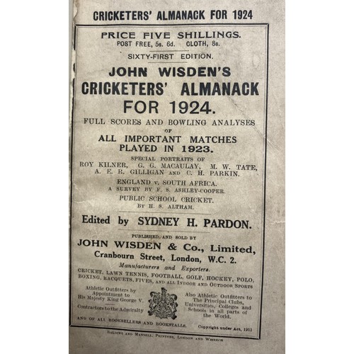 534 - A Wisden Cricketers' Almanack, 1924Provenance:  From the Harry Brewer Cricket Memorabilia Collection... 