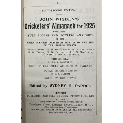 535 - A Wisden Cricketers' Almanack, 1925Provenance:  From the Harry Brewer Cricket Memorabilia Collection... 