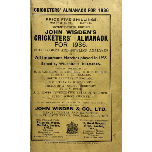 547 - A Wisden Cricketers' Almanack, 1936Provenance:  From the Harry Brewer Cricket Memorabilia Collection... 