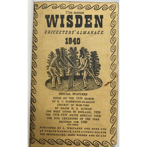 551 - A Wisden Cricketers' Almanack, 1940Provenance:  From the Harry Brewer Cricket Memorabilia Collection... 