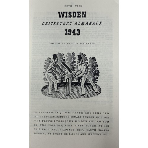 554 - A Wisden Cricketers' Almanack, 1943Provenance:  From the Harry Brewer Cricket Memorabilia Collection... 