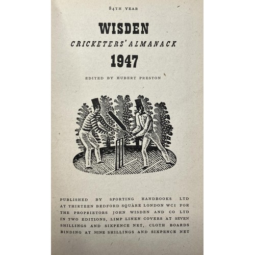 558 - A Wisden Cricketers' Almanack, 1947Provenance:  From the Harry Brewer Cricket Memorabilia Collection... 