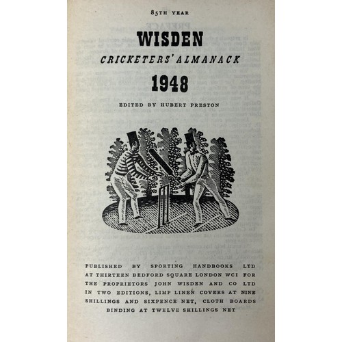 559 - A Wisden Cricketers' Almanack, 1948Provenance:  From the Harry Brewer Cricket Memorabilia Collection... 