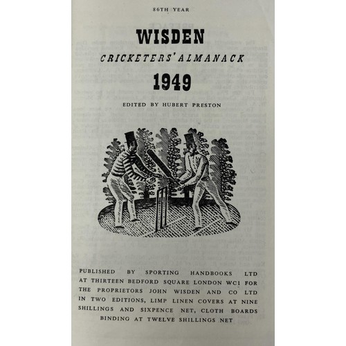 560 - A Wisden Cricketers' Almanack, 1949Provenance:  From the Harry Brewer Cricket Memorabilia Collection... 