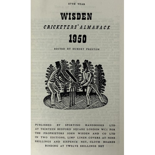 561 - A run of Wisden Cricketers' Almanacks, 1950-1954 (5)Provenance:  From the Harry Brewer Cricket Memor... 