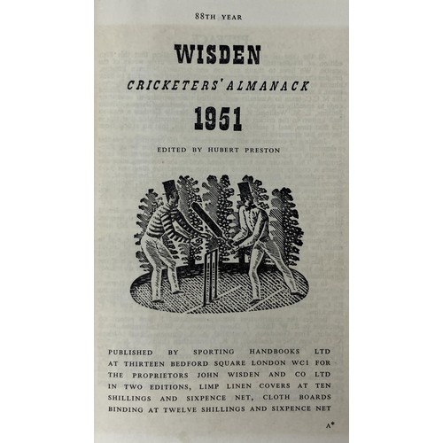 561 - A run of Wisden Cricketers' Almanacks, 1950-1954 (5)Provenance:  From the Harry Brewer Cricket Memor... 