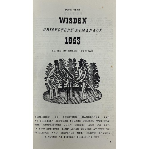 561 - A run of Wisden Cricketers' Almanacks, 1950-1954 (5)Provenance:  From the Harry Brewer Cricket Memor... 