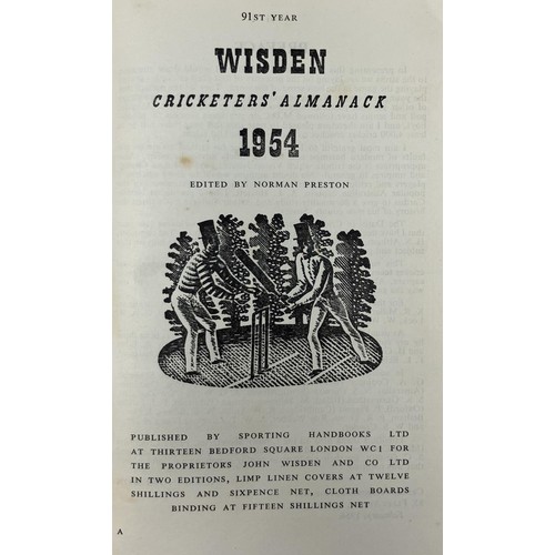 561 - A run of Wisden Cricketers' Almanacks, 1950-1954 (5)Provenance:  From the Harry Brewer Cricket Memor... 