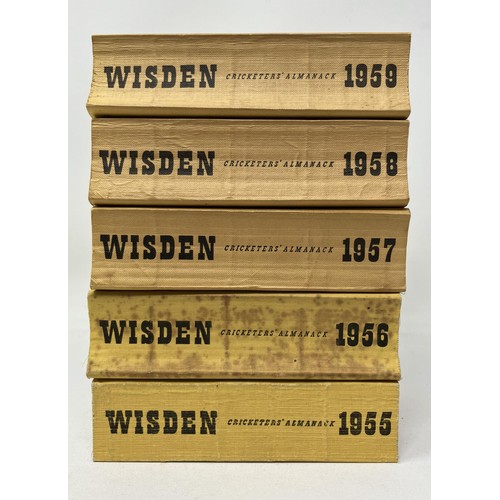 562 - A run of Wisden Cricketers' Almanacks, 1955-1959 (5)Provenance:  From the Harry Brewer Cricket Memor... 