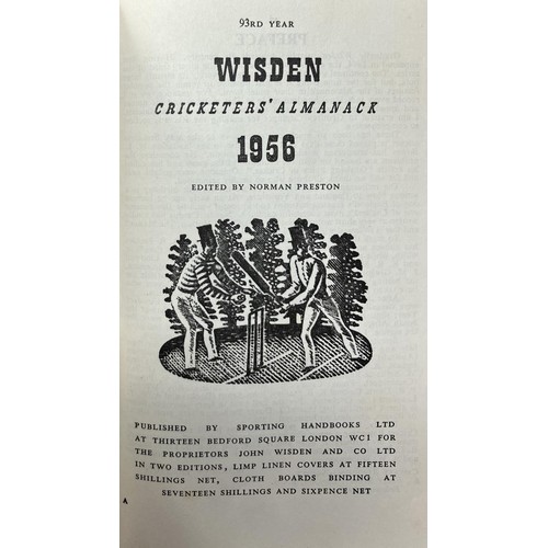 562 - A run of Wisden Cricketers' Almanacks, 1955-1959 (5)Provenance:  From the Harry Brewer Cricket Memor... 