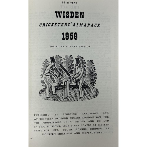 562 - A run of Wisden Cricketers' Almanacks, 1955-1959 (5)Provenance:  From the Harry Brewer Cricket Memor... 