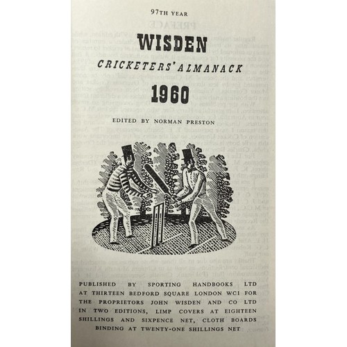 563 - A run of Wisden Cricketers' Almanacks, 1960-1964 (5)Provenance:  From the Harry Brewer Cricket Memor... 