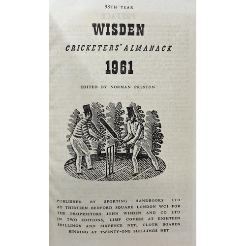 563 - A run of Wisden Cricketers' Almanacks, 1960-1964 (5)Provenance:  From the Harry Brewer Cricket Memor... 