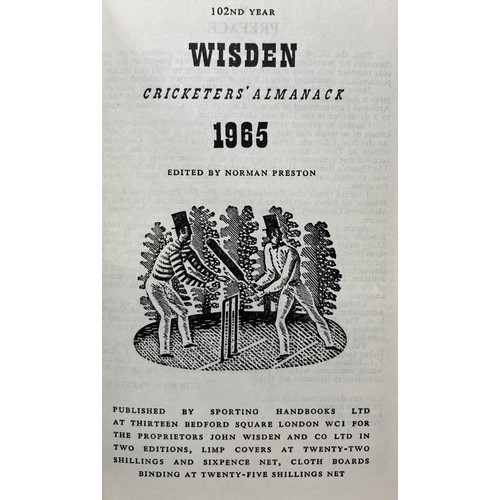 564 - A run of Wisden Cricketers' Almanacks, 1965-1969 (5)Provenance:  From the Harry Brewer Cricket Memor... 