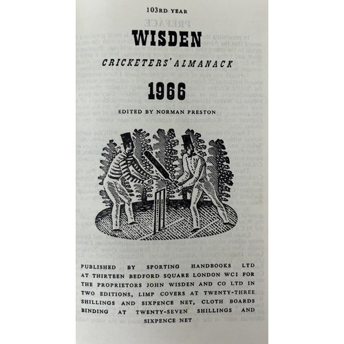 564 - A run of Wisden Cricketers' Almanacks, 1965-1969 (5)Provenance:  From the Harry Brewer Cricket Memor... 