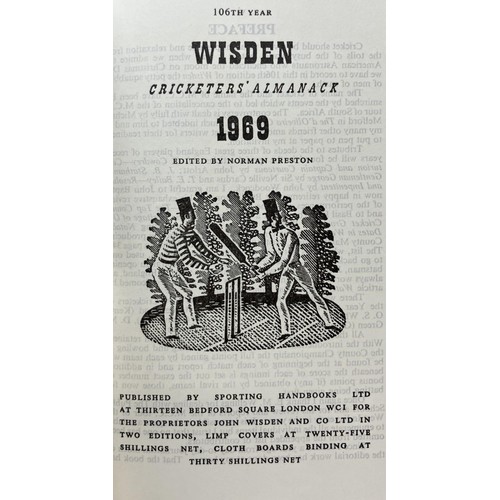 564 - A run of Wisden Cricketers' Almanacks, 1965-1969 (5)Provenance:  From the Harry Brewer Cricket Memor... 