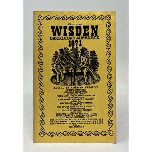 565 - A run of Wisden Cricketers' Almanacks, 1970-1979 (10)Provenance:  From the Harry Brewer Cricket Memo... 