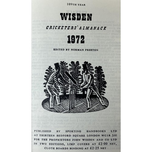 565 - A run of Wisden Cricketers' Almanacks, 1970-1979 (10)Provenance:  From the Harry Brewer Cricket Memo... 