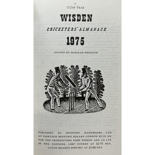 565 - A run of Wisden Cricketers' Almanacks, 1970-1979 (10)Provenance:  From the Harry Brewer Cricket Memo... 