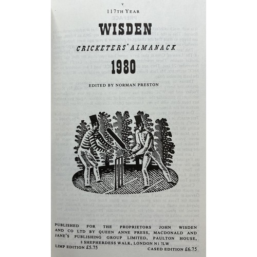 566 - A run of Wisden Cricketers' Almanacks, 1980-1989 (10)Provenance:  From the Harry Brewer Cricket Memo... 