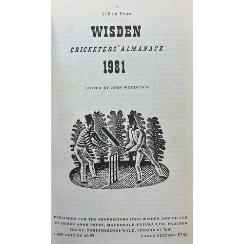 566 - A run of Wisden Cricketers' Almanacks, 1980-1989 (10)Provenance:  From the Harry Brewer Cricket Memo... 