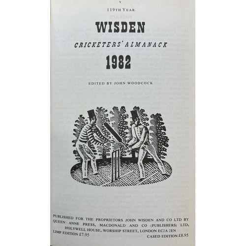 566 - A run of Wisden Cricketers' Almanacks, 1980-1989 (10)Provenance:  From the Harry Brewer Cricket Memo... 