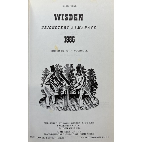 566 - A run of Wisden Cricketers' Almanacks, 1980-1989 (10)Provenance:  From the Harry Brewer Cricket Memo... 